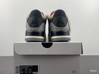 Bmlin Shoes Jordan CK9246- Retro 3 Black Gold 3832 Cement SoftTouch 1014